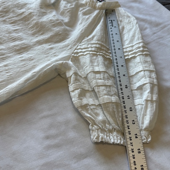 Knox Rose 1/2 Ballon Sleeve Sheer Layering V-Neck Top White Size Large Tassels - Picture 11 of 15